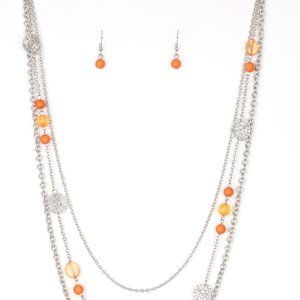 Paparazzi Pretty Pop-tastic! Orange Necklace and Earring Set